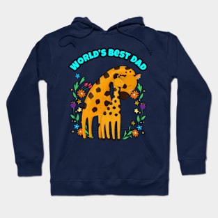 🦒 Father and Child Giraffe, Flowers, World's Best Dad Hoodie